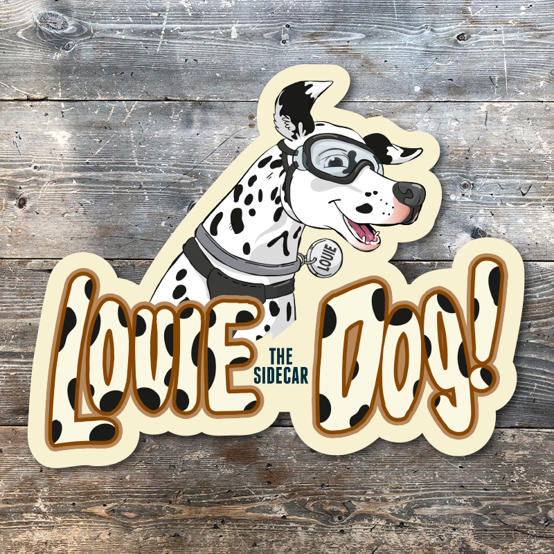 LOUIE THE SIDECAR DOG STICKERS | Industry & Supply | Artisan T-Shirts ...