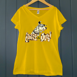 LOUIE THE DOG LADIES V-NECK T-SHIRT