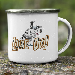 LOUIE THE SIDECAR DOG ENAMEL MUG