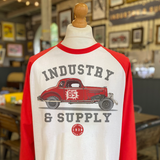 IN&S CHEVY COUPE STOCK CAR LONG SLEEVE BASEBALL SHIRT