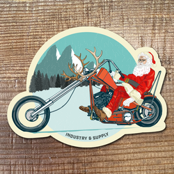 SANTA RIDES A CHOPPER FREE STICKER