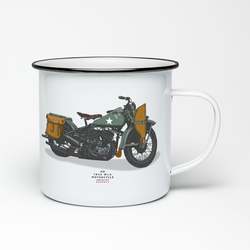 HD 1942 WLA MOTORCYCLE ENAMEL MUG
