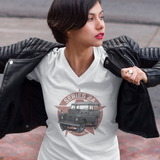 LAND ROVER SERIES 2A LADIES V-NECK T-SHIRT