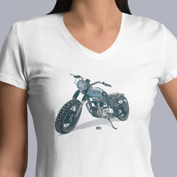 59 BOBBER 'THE INDUSTRY AND SUPPLY BIKE' LADIES V-NECK T-SHIRT