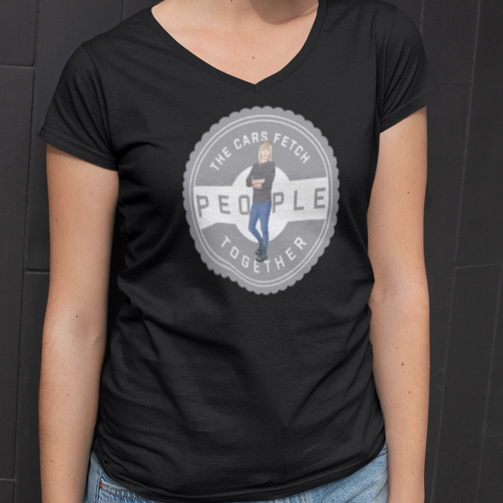 "THE CARS FETCH PEOPLE TOGETHER" LADIES V-NECK T-SHIRT
