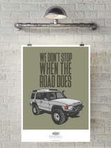 "WE DON'T STOP" LAND ROVER DISCOVERY ONE ART PRINT