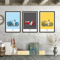 HONDA C70 SET OF 3 ART PRINTS BUNDLE