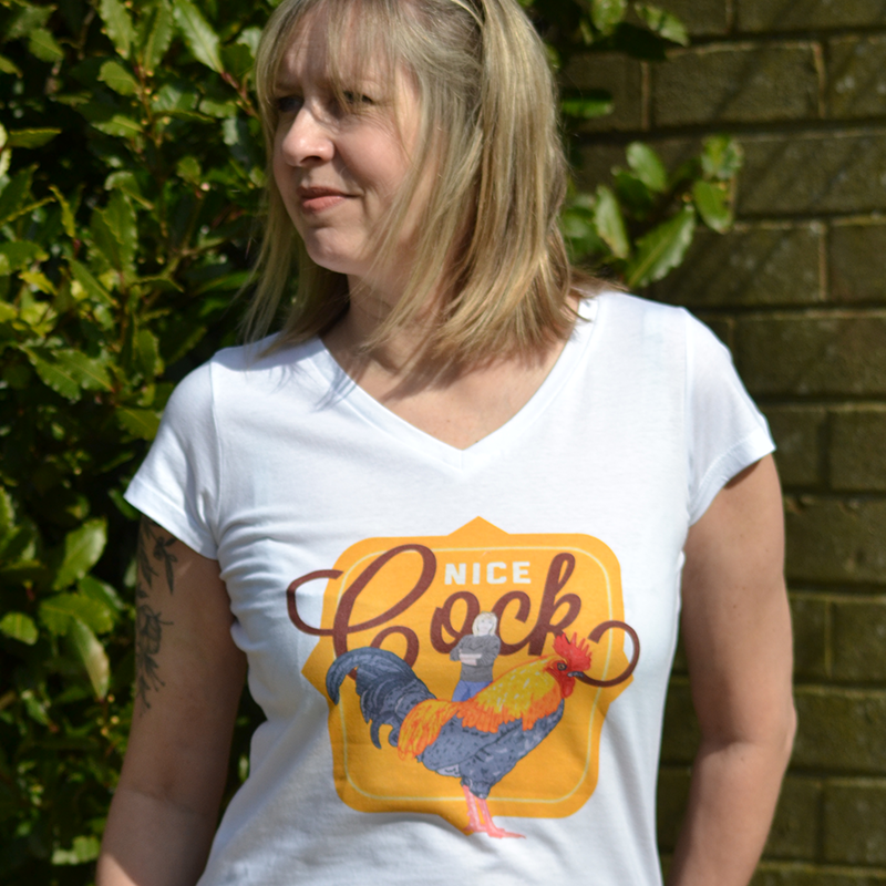 "NICE COCK" LADIES V-NECK T-SHIRT
