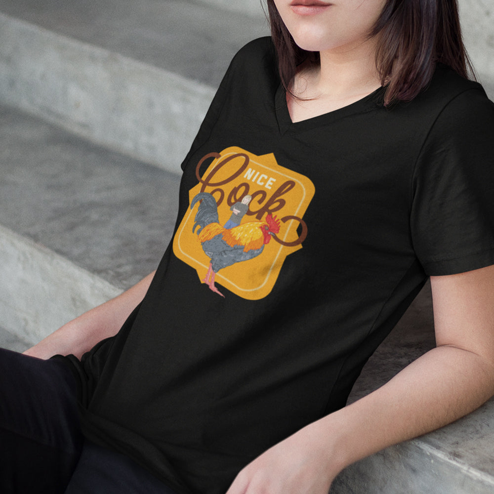 "NICE COCK" LADIES V-NECK T-SHIRT