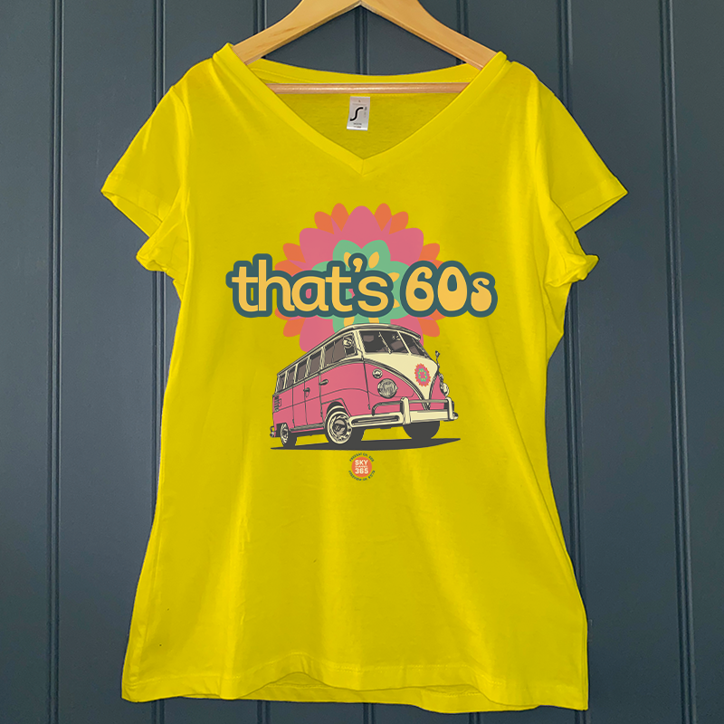 THAT'S 60s VW BUS LADIES V-NECK T-SHIRT