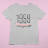 1959 CADILLAC ELDORADO LADIES V-NECK T-SHIRT