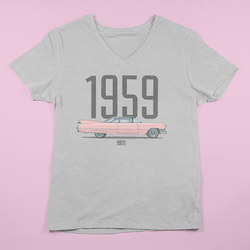 1959 CADILLAC ELDORADO LADIES V-NECK T-SHIRT