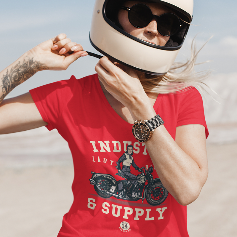 LADY BIKER LADIES V-NECK T-SHIRT