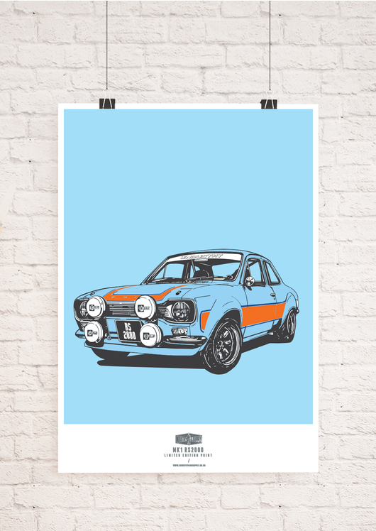 LIMITED EDITION FORD ESCORT MK1 RS2000 ART PRINT
