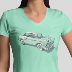 '61 VAUXHALL F TYPE LADIES V-NECK T-SHIRT