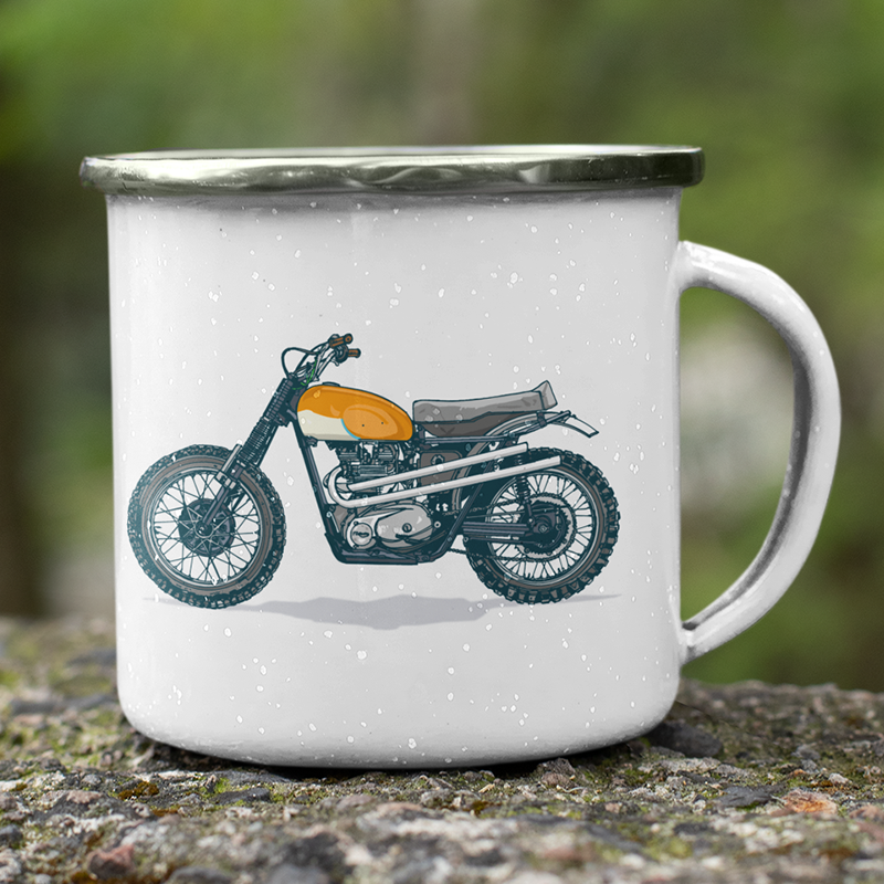 MOTORBIKE ENAMEL MUG