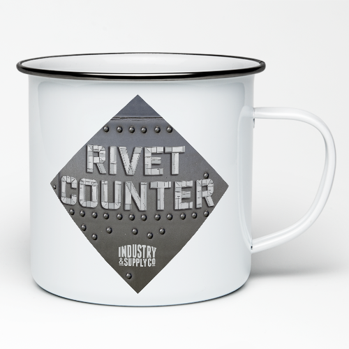 THE RIVET COUNTER ENAMEL MUG