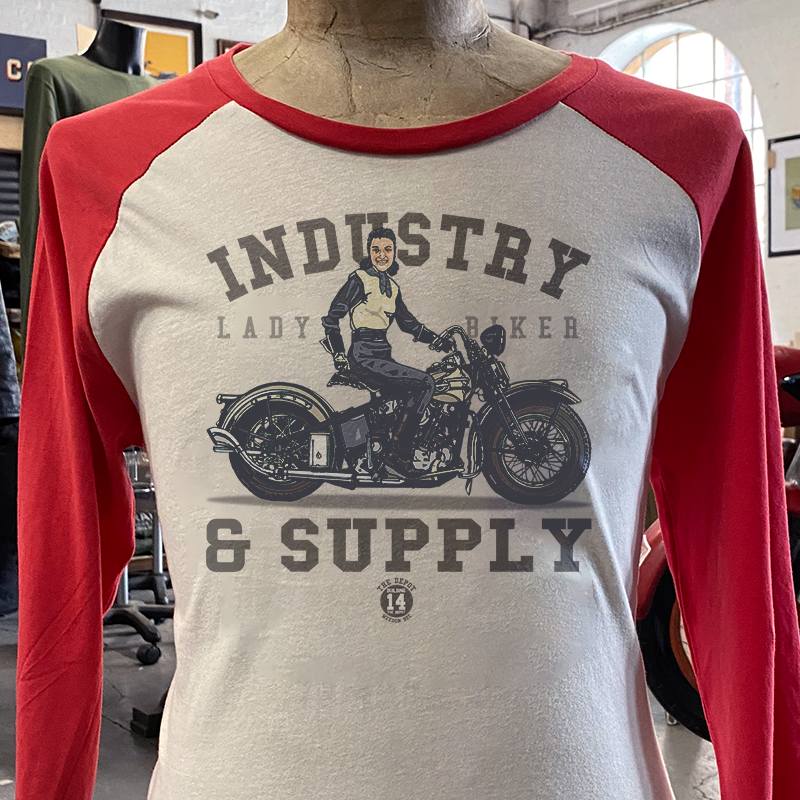 LADY BIKER WOMEN'S BASEBALL SHIRT