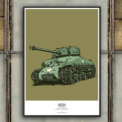 SHERMAN TANK ART PRINT