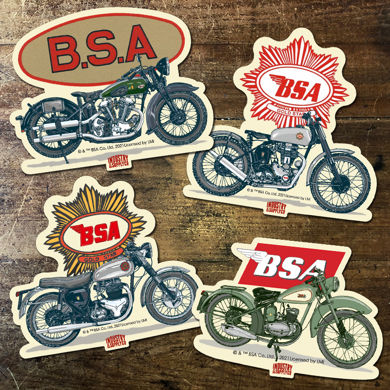 4 BSA MOTORCYCLE FREE STICKERS – Industry & Supply