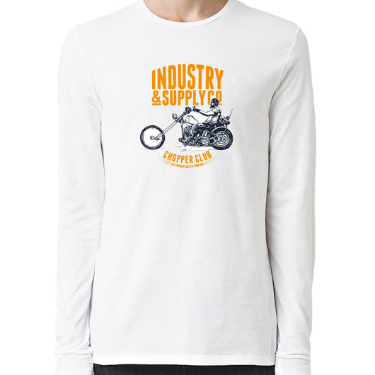 Chopper Club Utility Industry & Supply Design White Long Sleeve Shirt