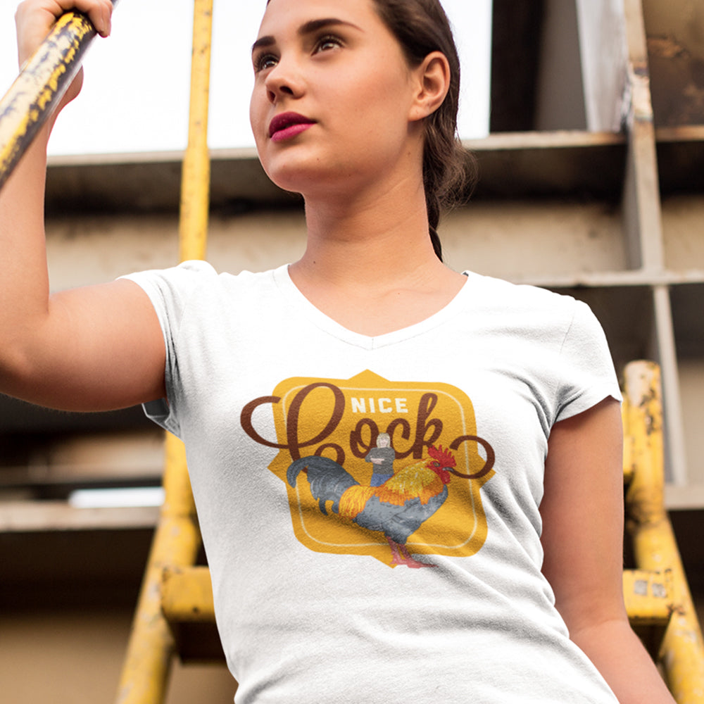 "NICE COCK" LADIES V-NECK T-SHIRT