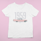 1959 CADILLAC ELDORADO LADIES V-NECK T-SHIRT