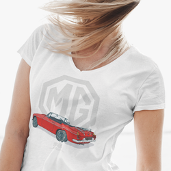 MGB ROADSTER LADIES V-NECK T-SHIRT