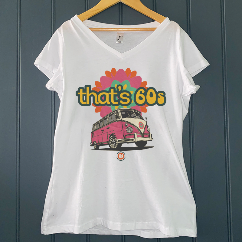 THAT'S 60s VW BUS LADIES V-NECK T-SHIRT
