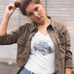 FORD E83W VAN LADIES V-NECK T-SHIRT