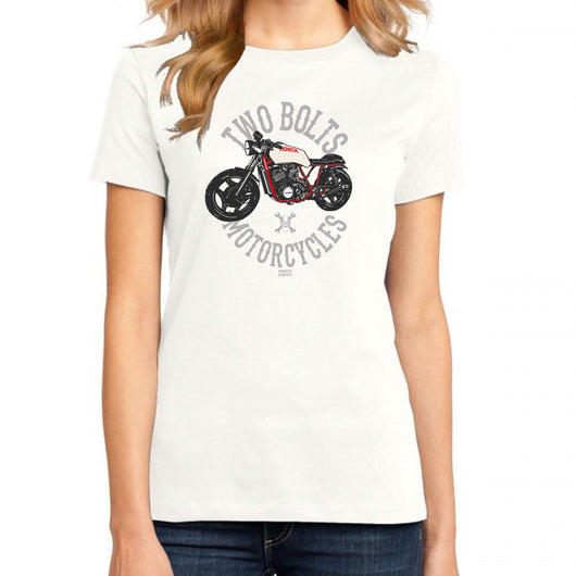 Two Bolts Motorcycles Ladies Fit T-Shirt White